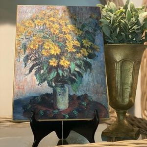 Monet Flower Print on Wood Plaque